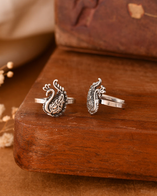 Silver Peacock Toe-rings( Pair)