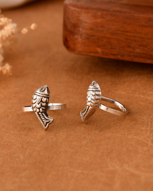 Silver Marine Fish Toe-rings( Pair)