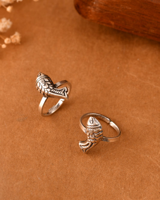 Silver Marine Fish Toe-rings( Pair)