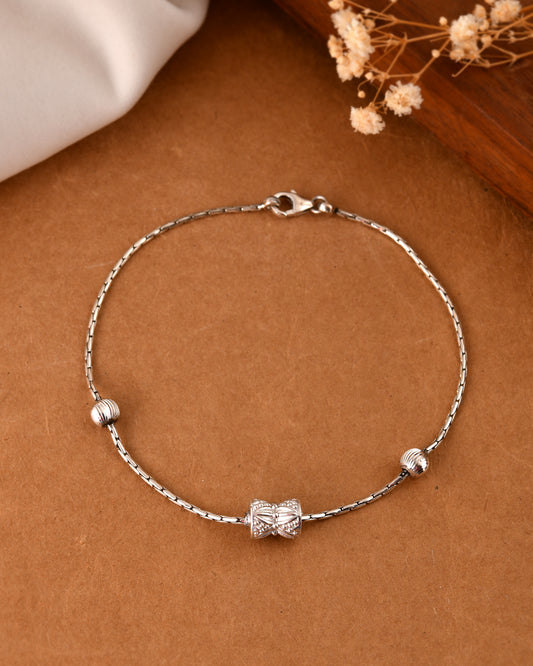 Silver Antique Balls Anklet