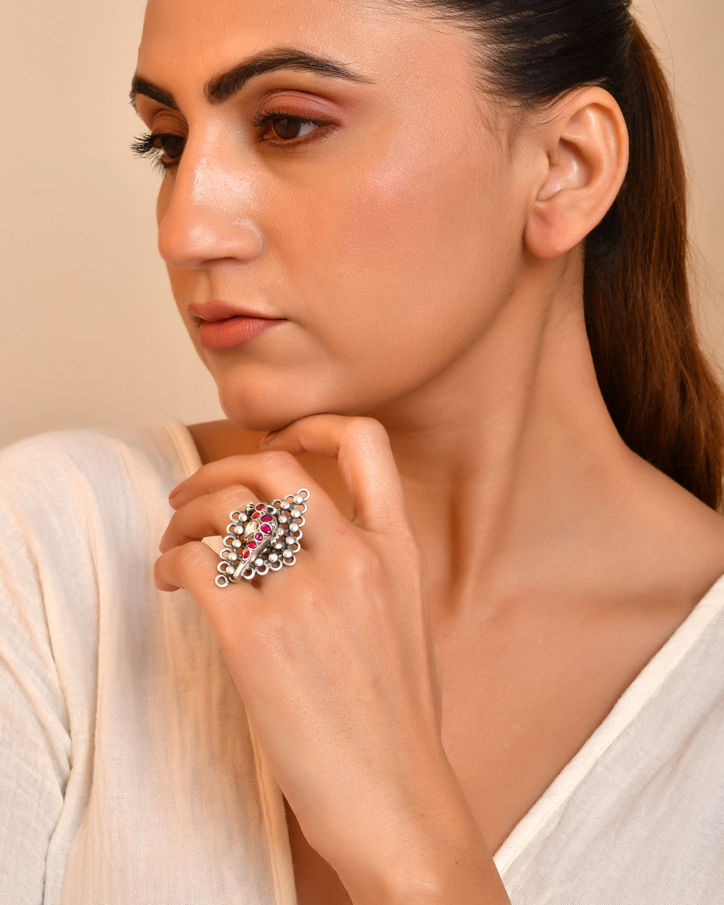 Silver Filigree Work Bird Ring