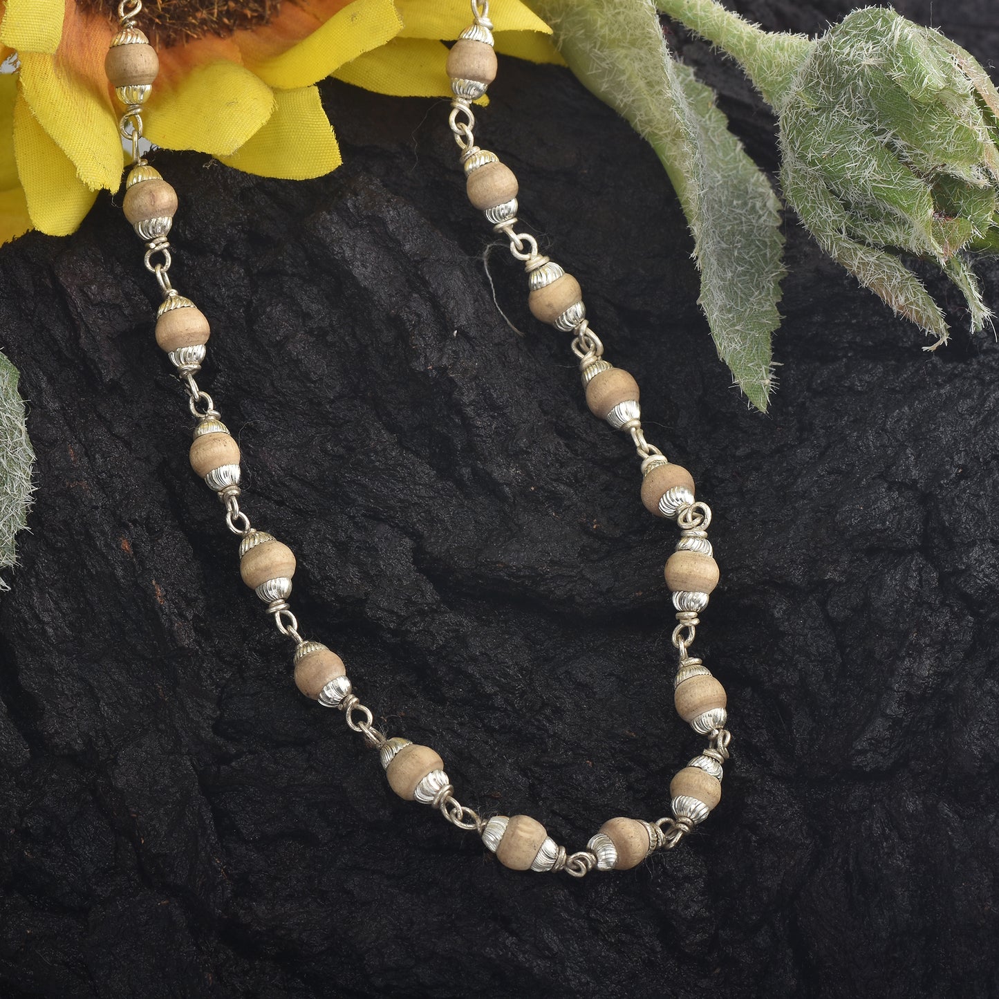 Silver Tulsi mala Necklace