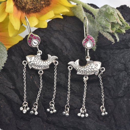 Silver Fish Bells Earrings
