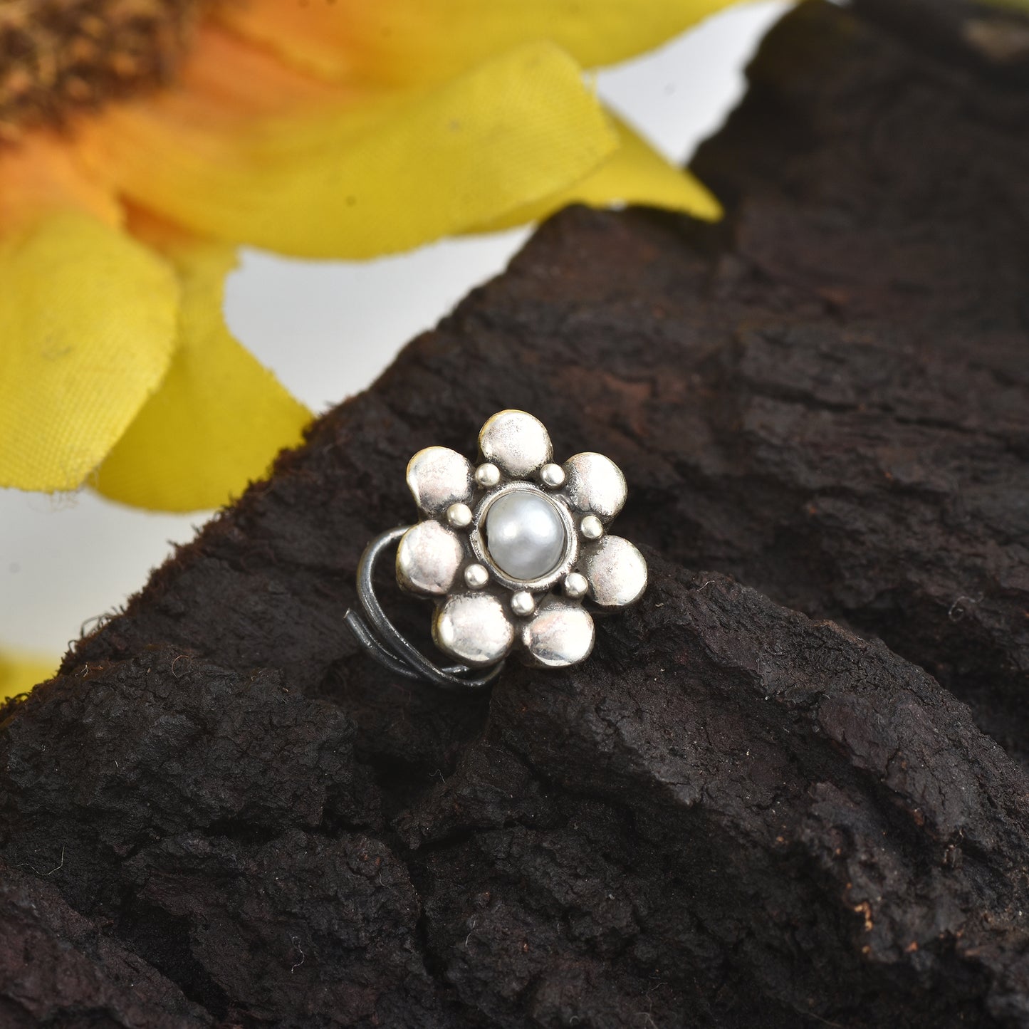 Silver Dainty Flower Nosepin( Wire/Clip-on)