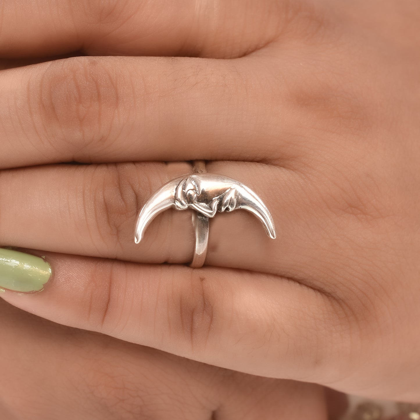 Silver Crescent Moon Ring
