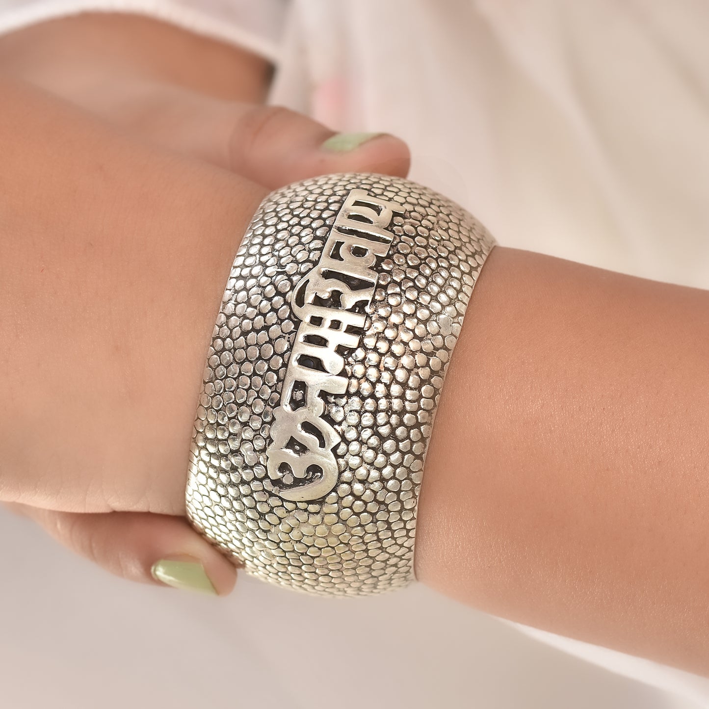 Om Namah Shivaay Divine Silver Kada Bangle