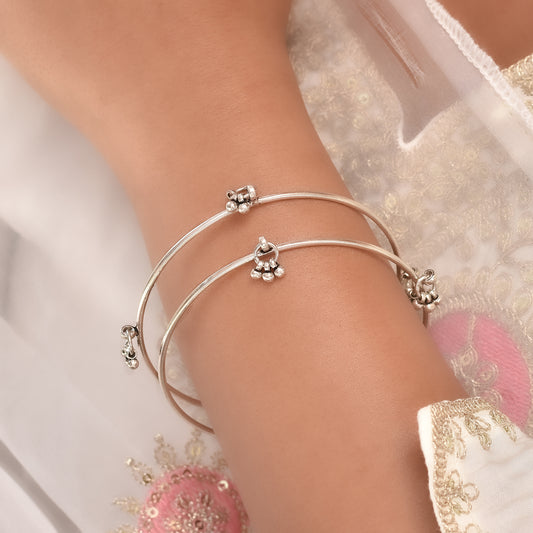 Silver Tinkling Bells Kada Bangle