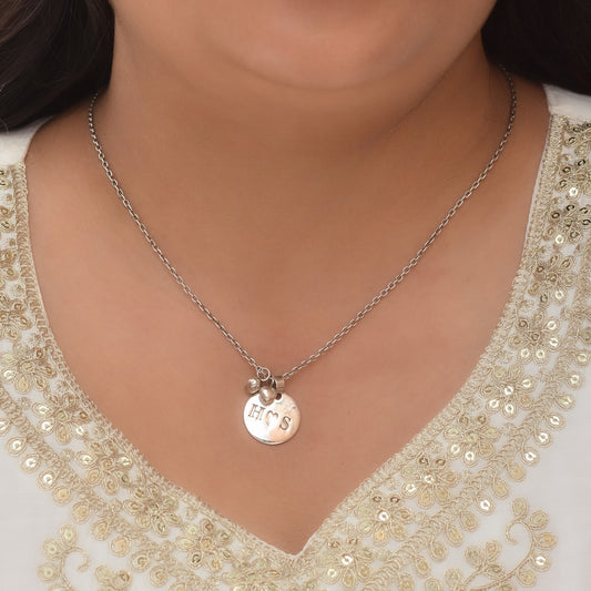 Silver Personalized Engraved Initial Name Necklace