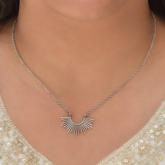 Silver Sun Rays Necklace