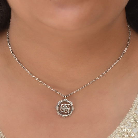 Silver Swastik Pendant With Chain