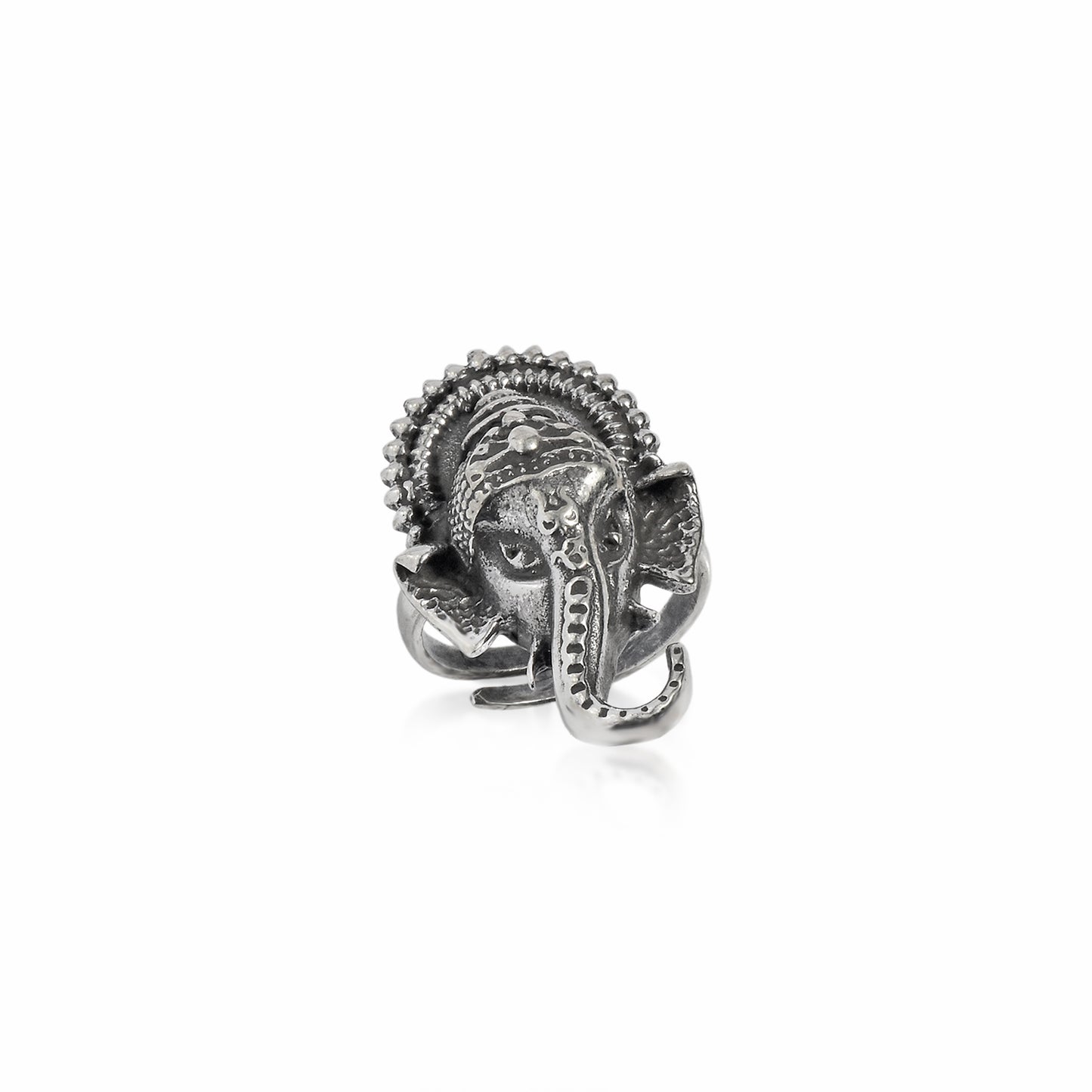 Silver Ganesha Gajraj Face Ring