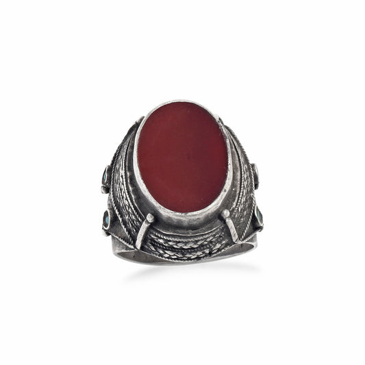Silver Red Onyx Openable Box Ring