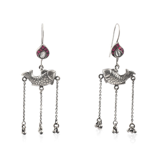 Silver Fish Bells Earrings