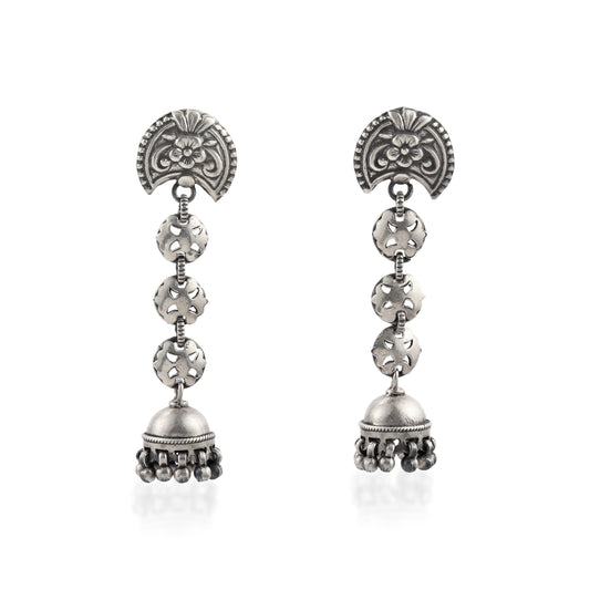 Silver Floral Cascade Earrings