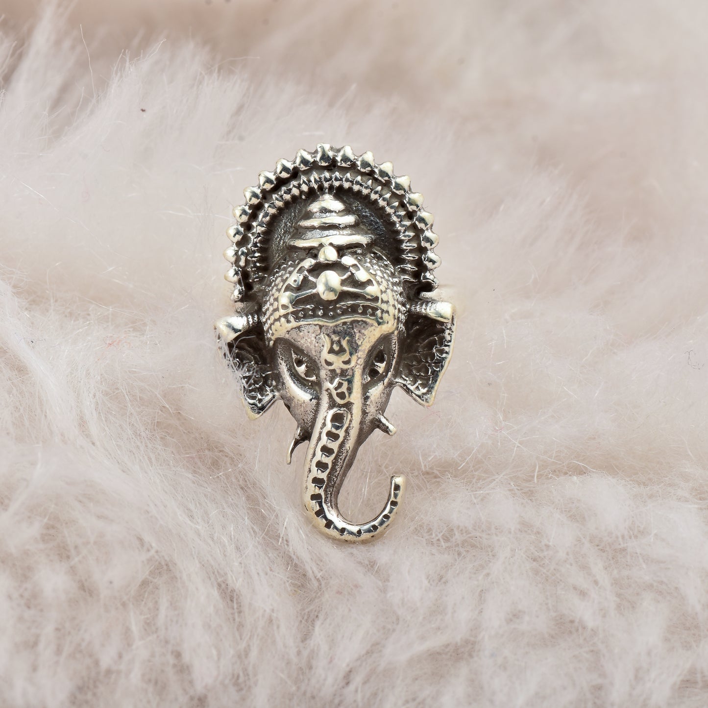 Silver Ganesha Gajraj Face Ring