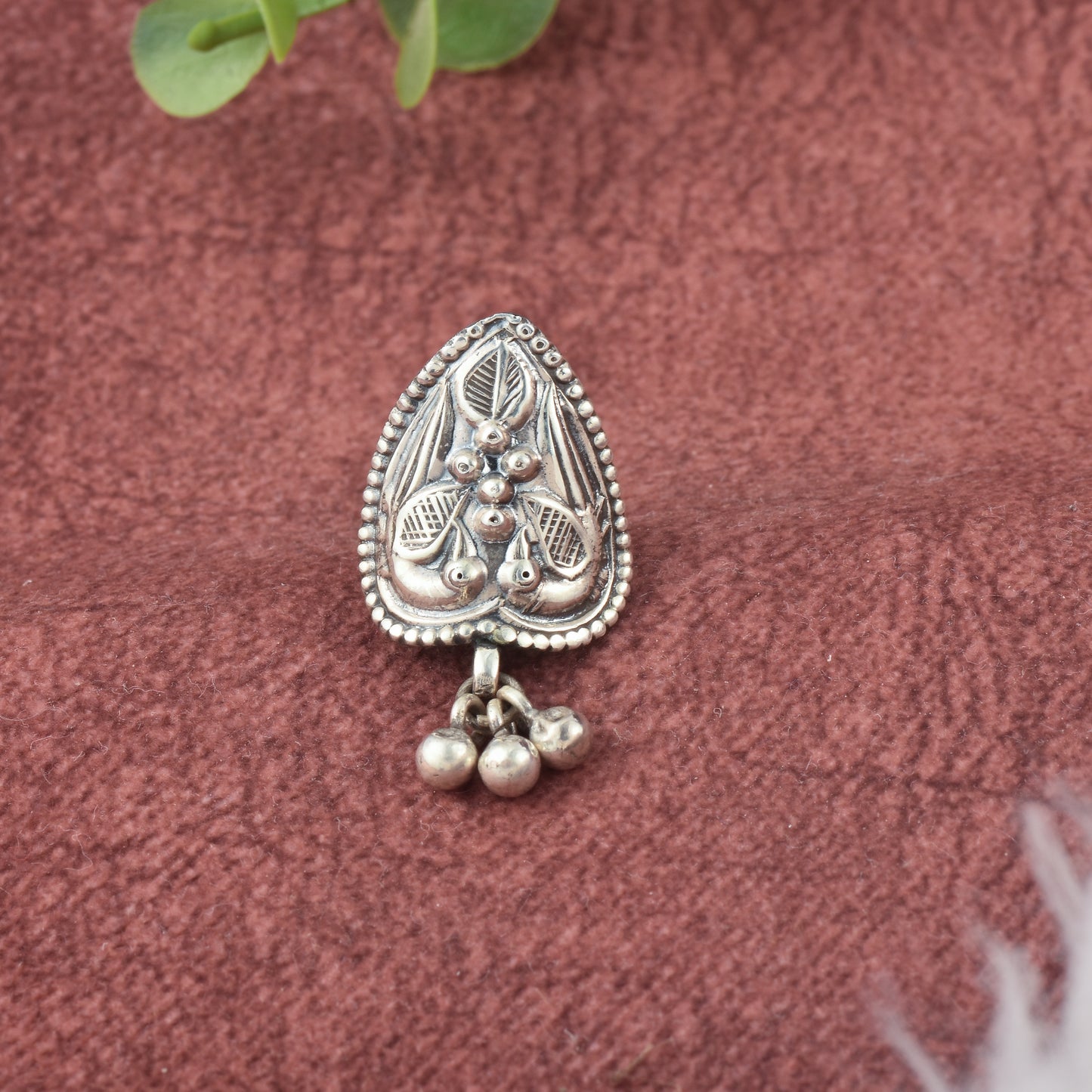 Silver Small Bird In Spade Ring