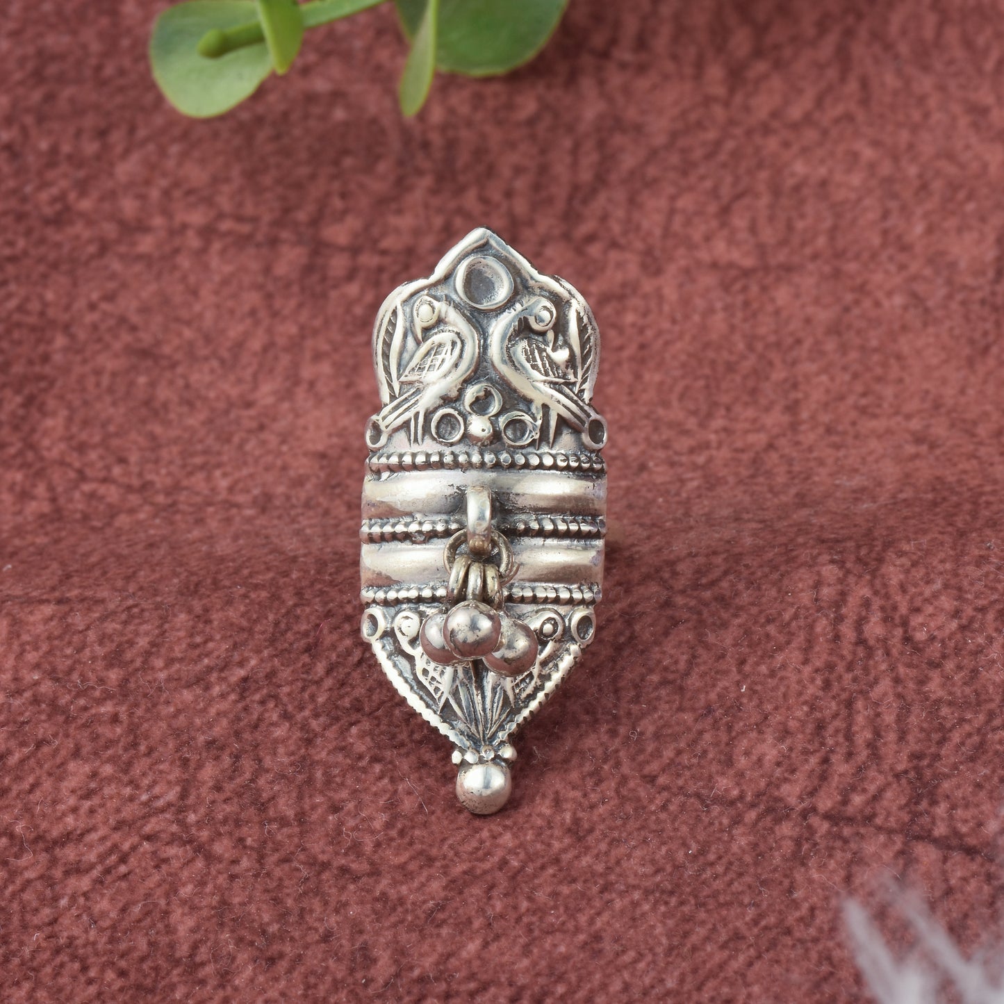 Silver Tota Maina Maharani Style Ring