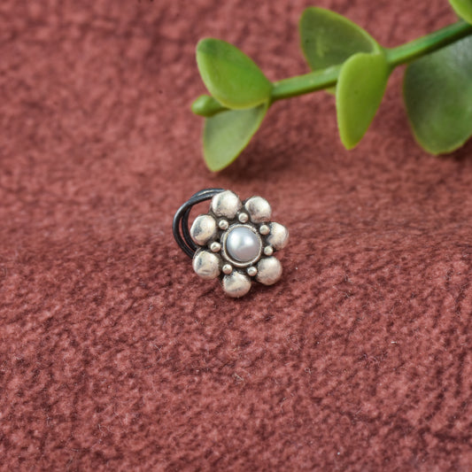 Silver Dainty Flower Nosepin( Wire/Clip-on)