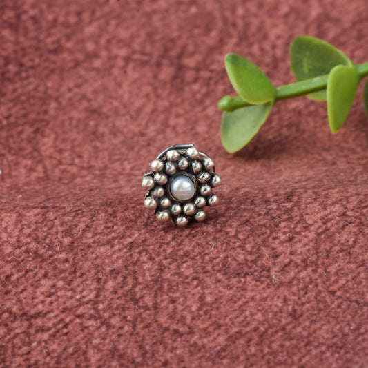 Silver Rava Flower Nosepin( Wire/Clip-on)