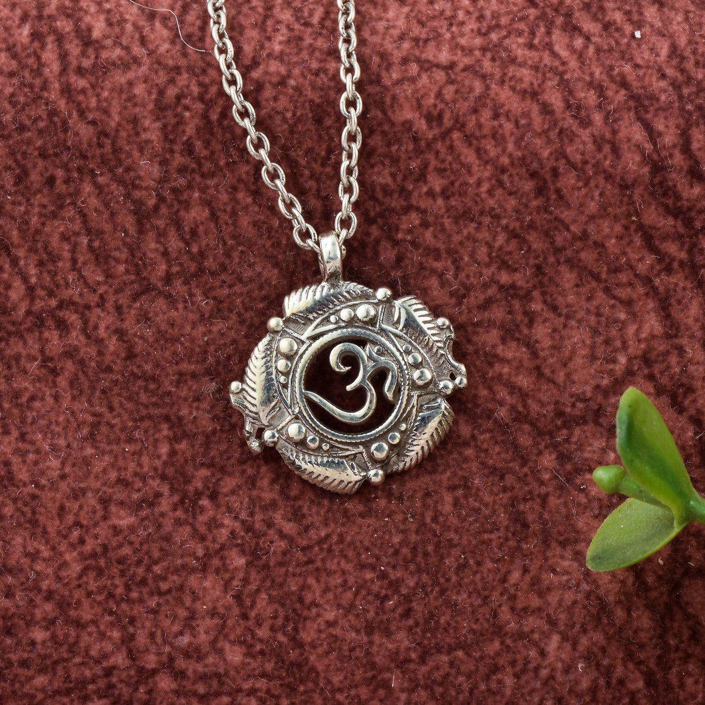Silver Om Chakra Pendant With Chain