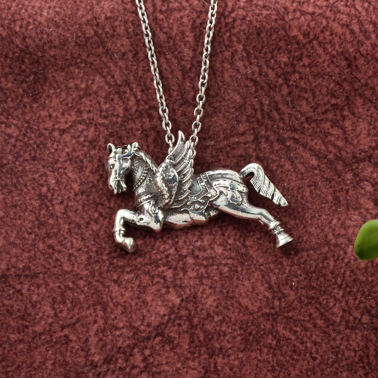 Silver Flying Unicorn Pendant With Chain