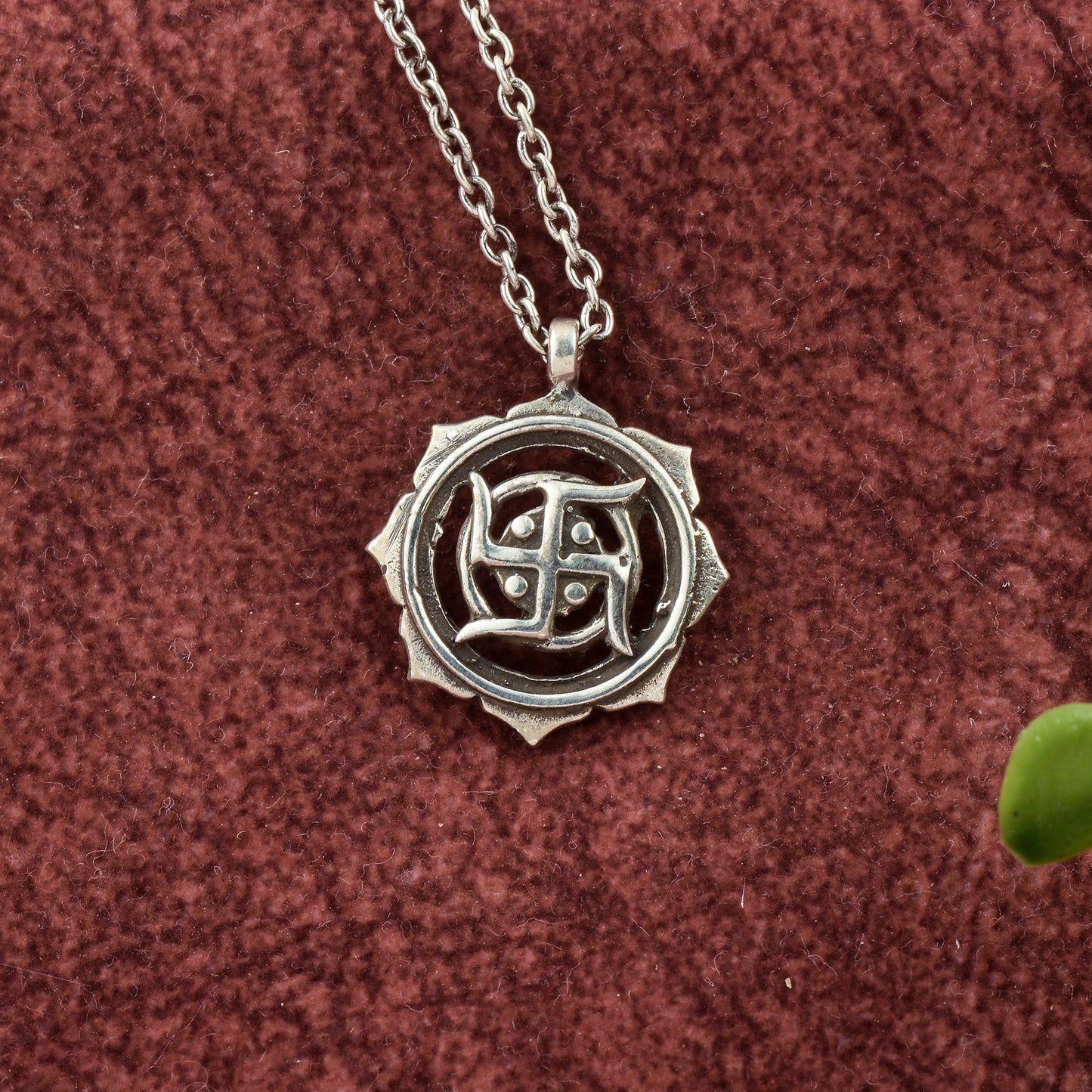 Silver Swastik Pendant With Chain